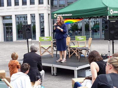 Ricarda Lang bei ihrer Auftaktrede